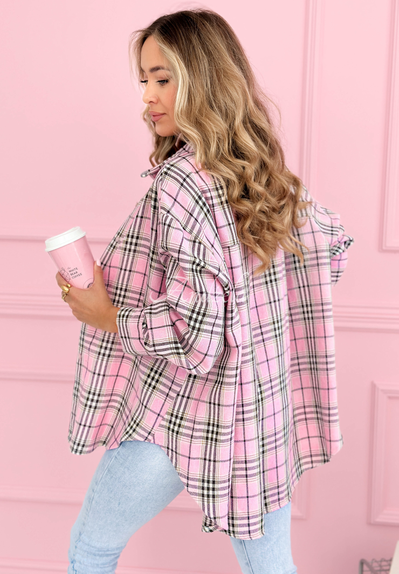 Province House powder pink cotton plaid shirt