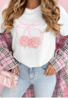 T-shirt z nadrukiem Pink Bow biały
