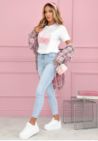 T-Shirt z nadrukiem Pink Bow Weiß