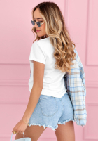 T-shirt z nadrukiem More Espresso biało-niebieski