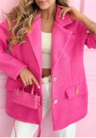 Płaszcz kożuszek z kołnierzem Ingrid fuksjowy