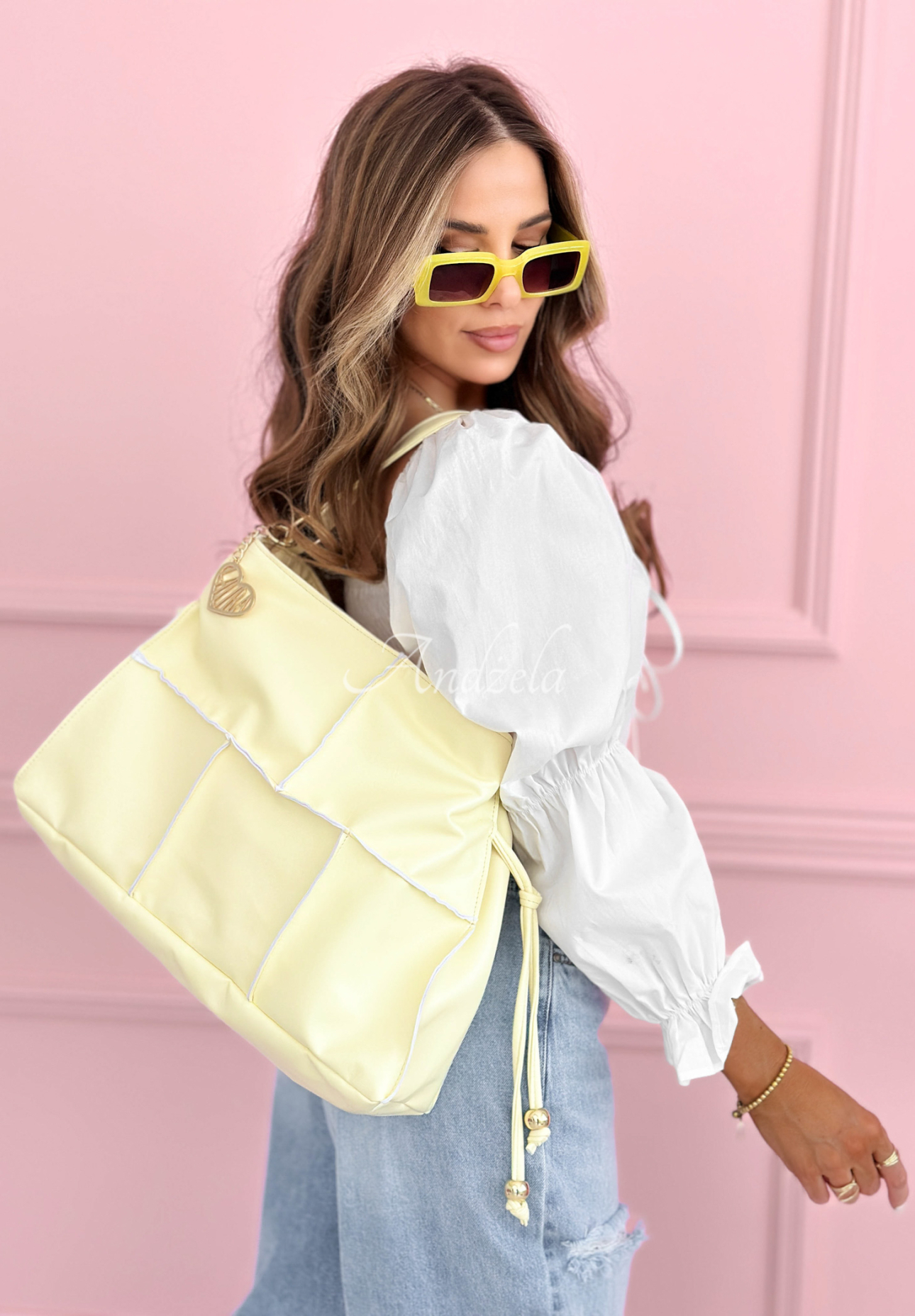 Tasche mit Ziernähten Everyday Smile Gelb