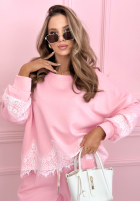 Sweat Set z koronką Lace Trace Rosa