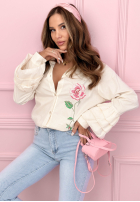 Bawełniana Hemd z falbankami i haftowaną różą Rosy Declaration Himmelblau