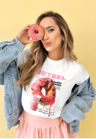 T-shirt z nadrukiem Pretzel biały