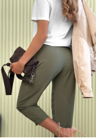 Eleganckie Hose wide leg z paskiem Begin Doing Khaki