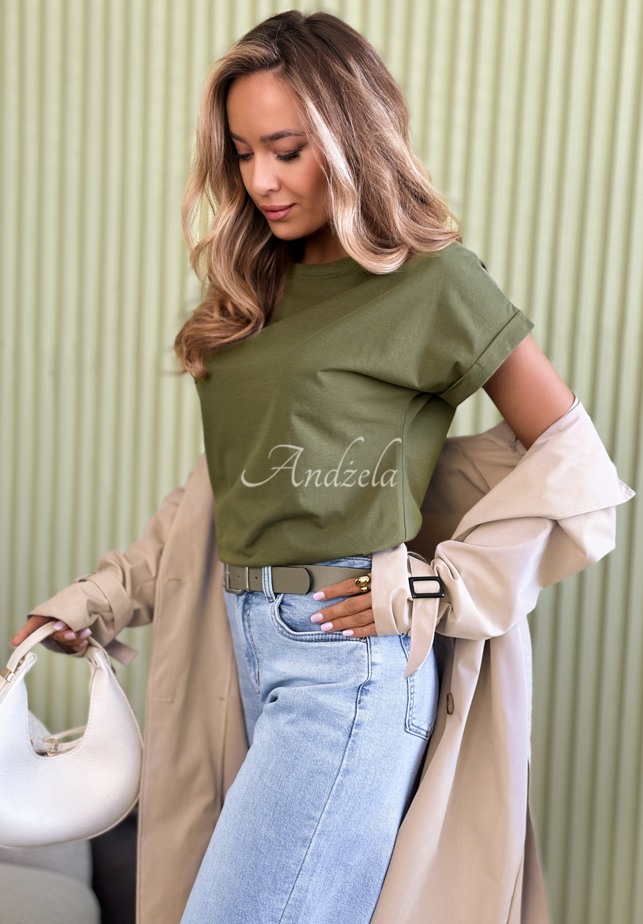 Solenne khaki cotton T-shirt