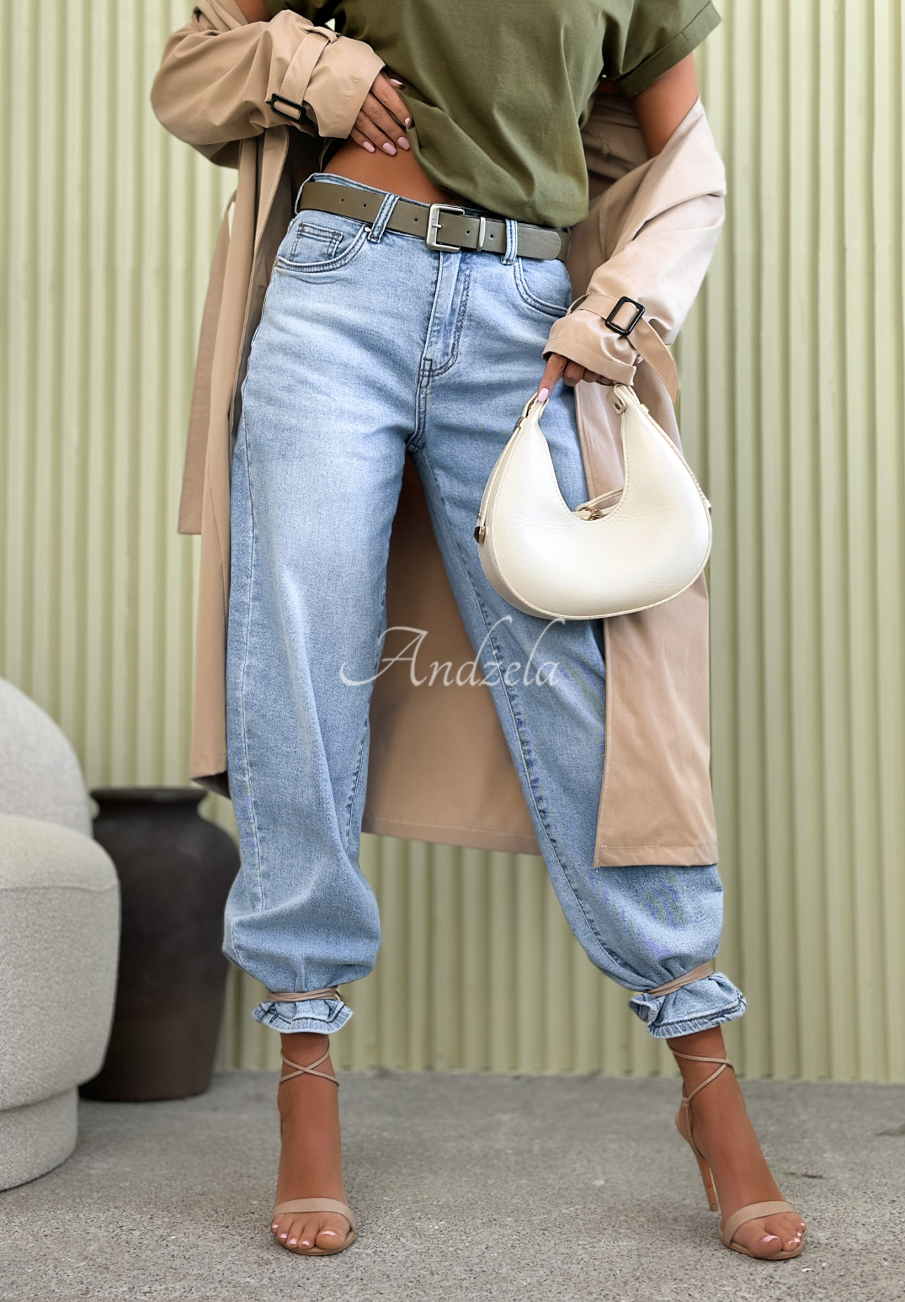 Balloon Jeans mit Gürtel Freya Blau