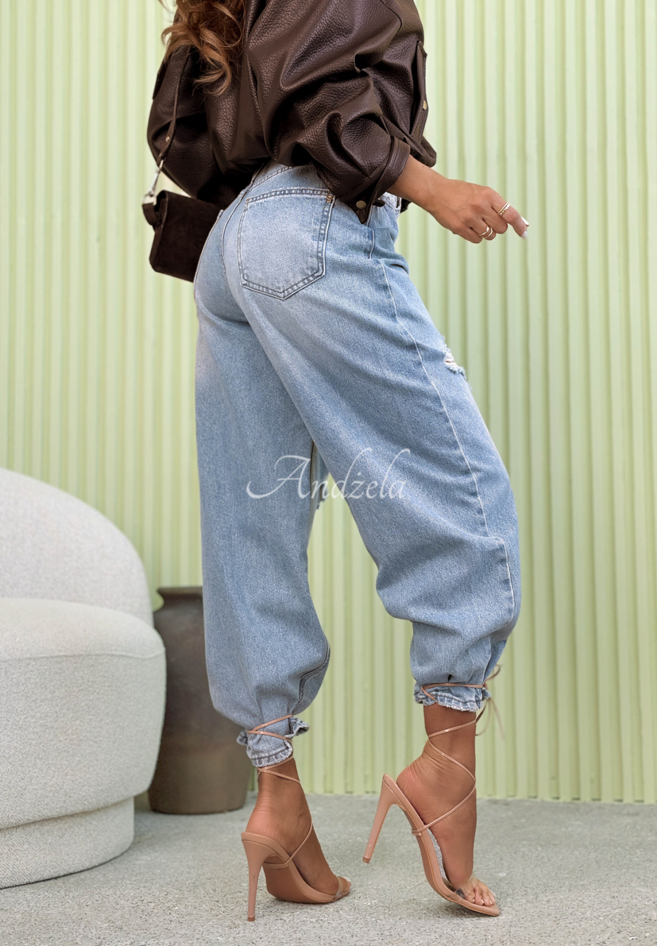 Abby blue balloon jeans with abrasions
