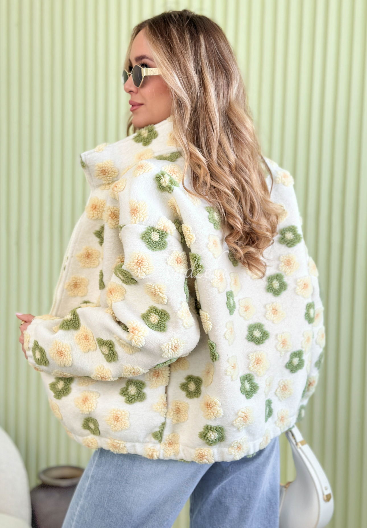 Geblümte Jacke mit Stehkragen Garden Of Flowers beige-grün