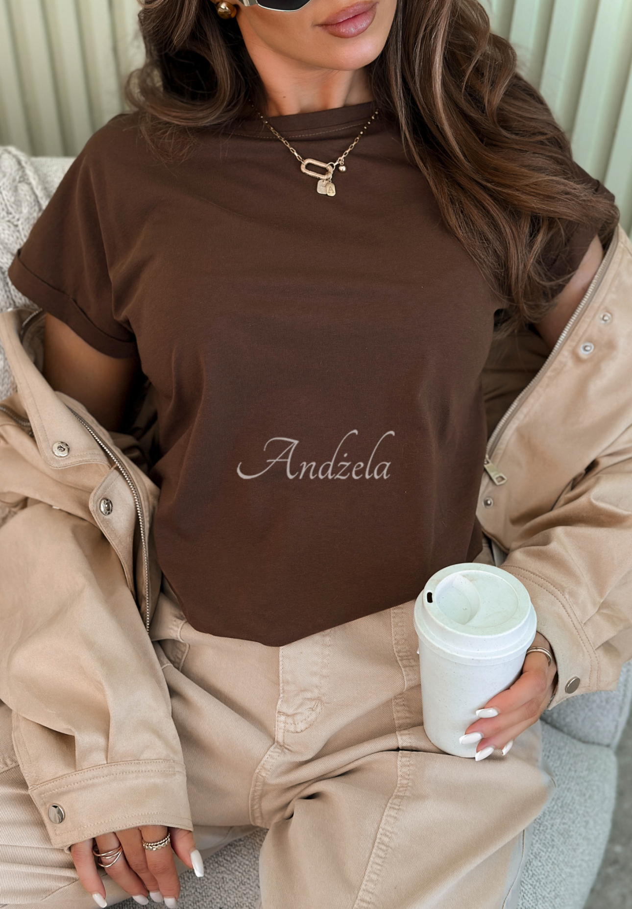 Solenne chocolate cotton T-shirt