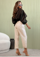 Eleganckie Hose wide leg z paskiem Begin Doing Ecru