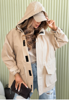 Lekka Jacke parka z kapturem Living In Spring Beige