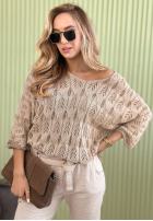 Długi ażurowy Pullover My Own Joy Beige