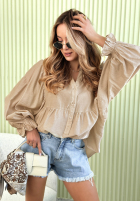 Lekka Hemd z bufiastymi rękawami Spring Poems Beige