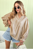 Lekka Hemd z bufiastymi rękawami Spring Poems Beige