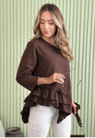 Asymetryczna Bluse longsleeve z falbankami Ruffle Lady Ecru