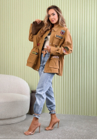 Bawełniana Jacke parka z naszywkami Palloma Camel