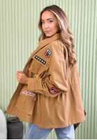 Bawełniana Jacke parka z naszywkami Palloma Camel