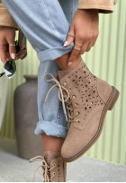 Ażurowe Stiefeletten z zamszu Martina Mokkafarben