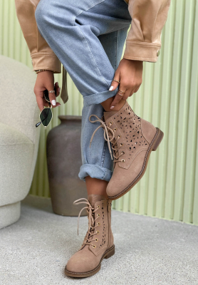 Openwork suede ankle boots Martina mocha