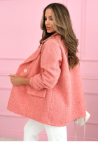 Długi płaszcz kożuszek Holding On To You różowy