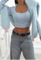 Krótka prążkowana Bluse z kwadratowym dekoltem Wasn’t Ready Gelb