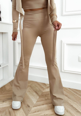 Ausgestellte Leggings aus Viskose Can’t Stop Beige