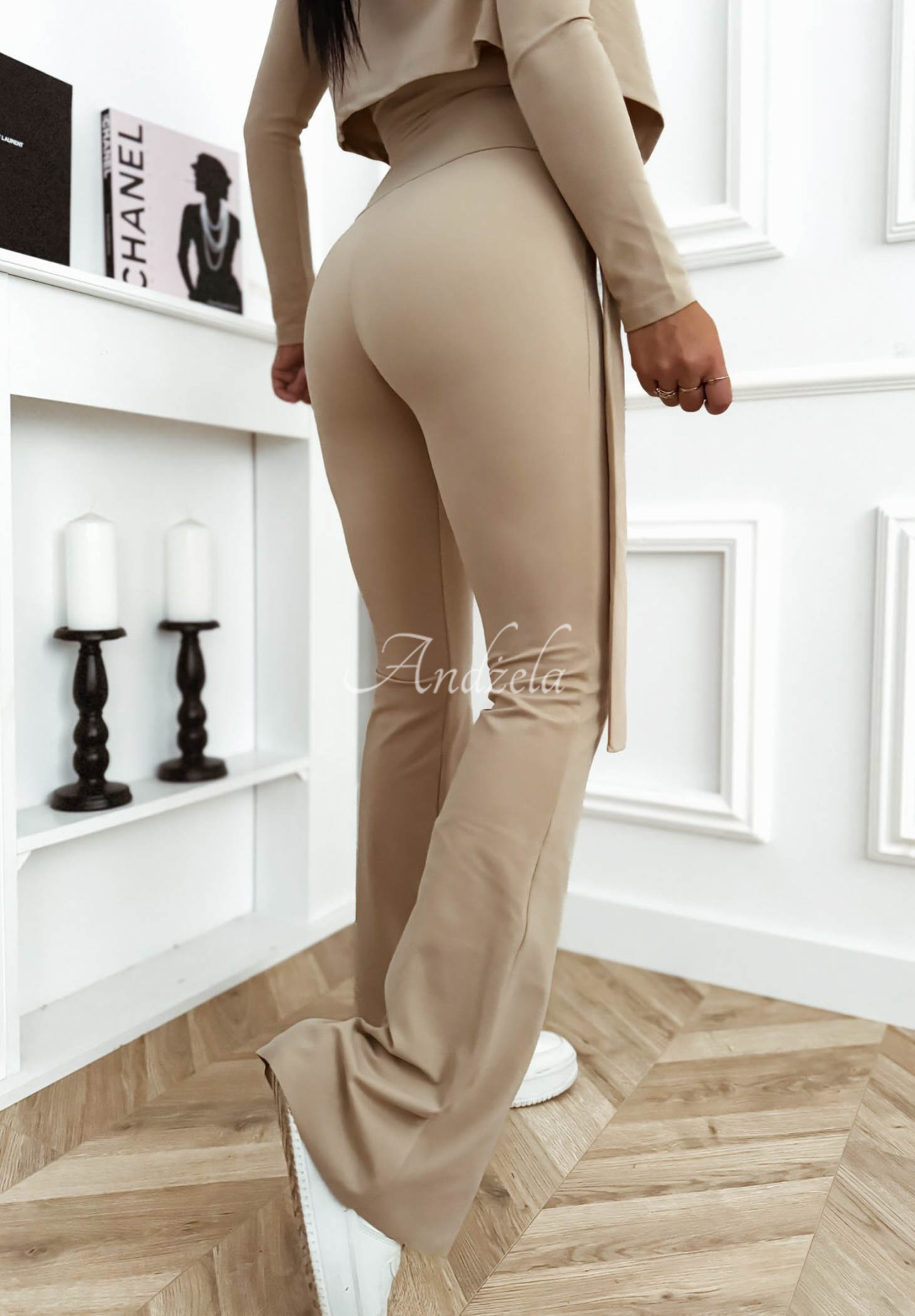 Ausgestellte Leggings aus Viskose Can’t Stop Beige