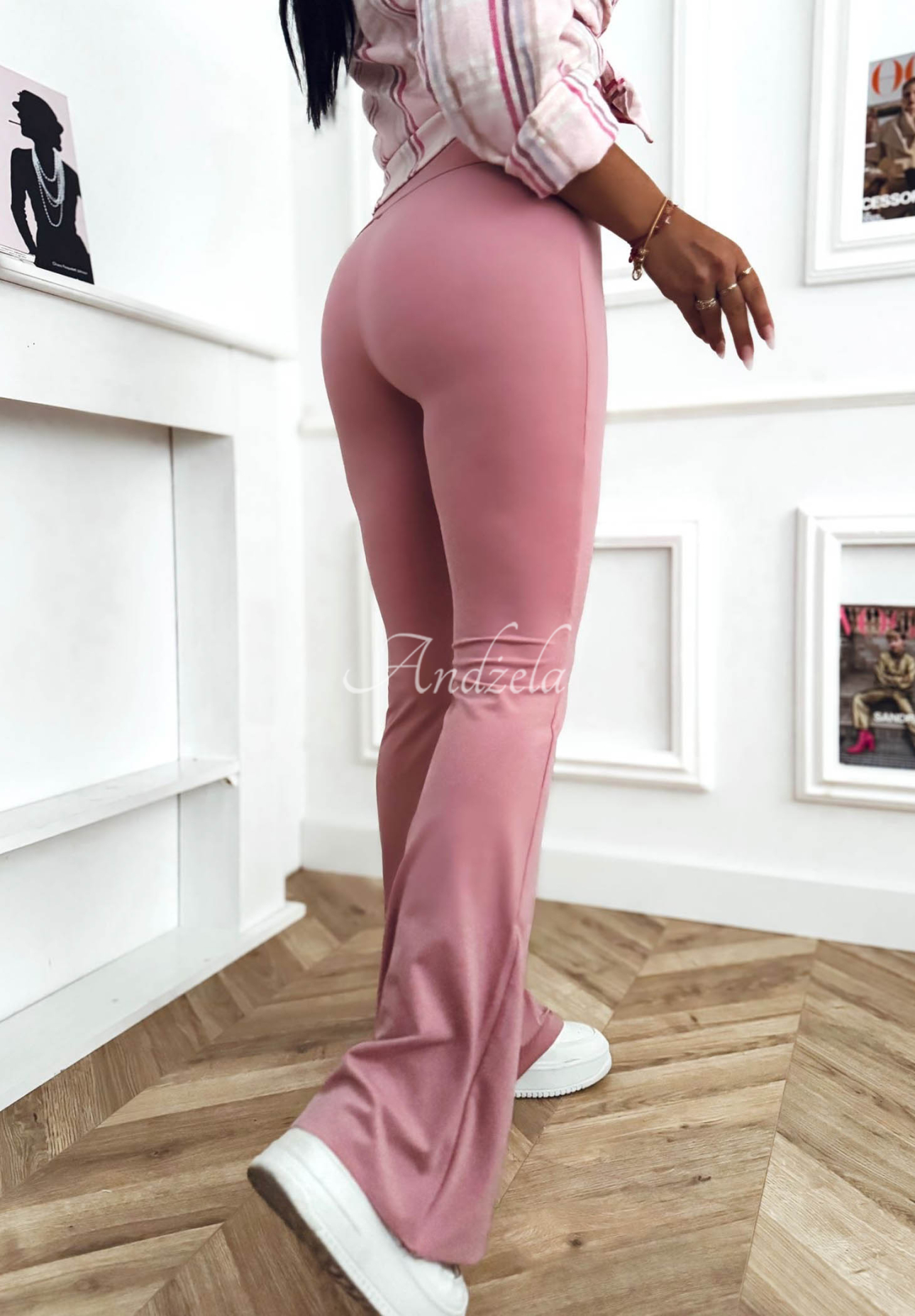 Ausgestellte Leggings aus Viskose Can’t Stop Puderrosa