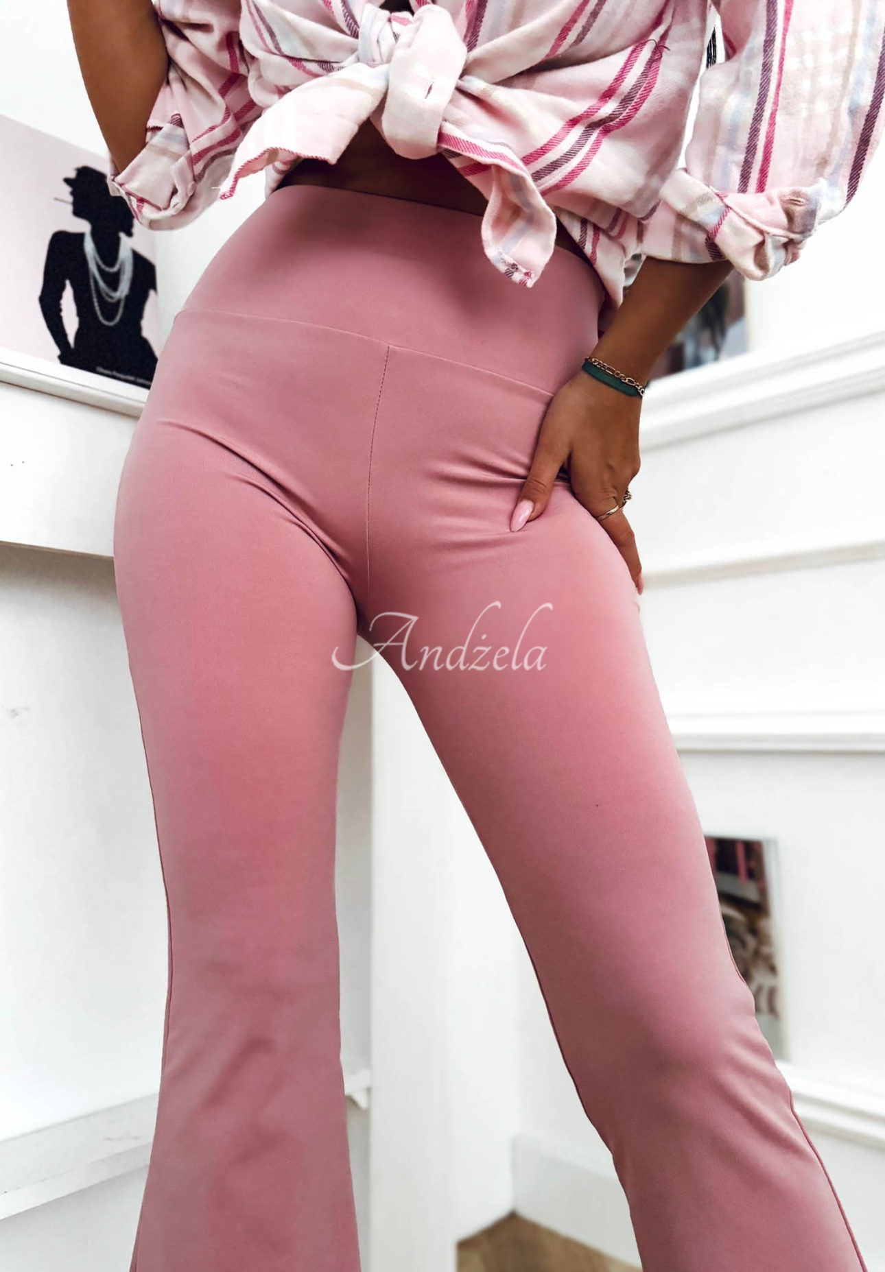 Ausgestellte Leggings aus Viskose Can’t Stop Puderrosa