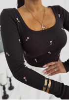 Prążkowana bluzka w kwiaty Rosalie beżowa