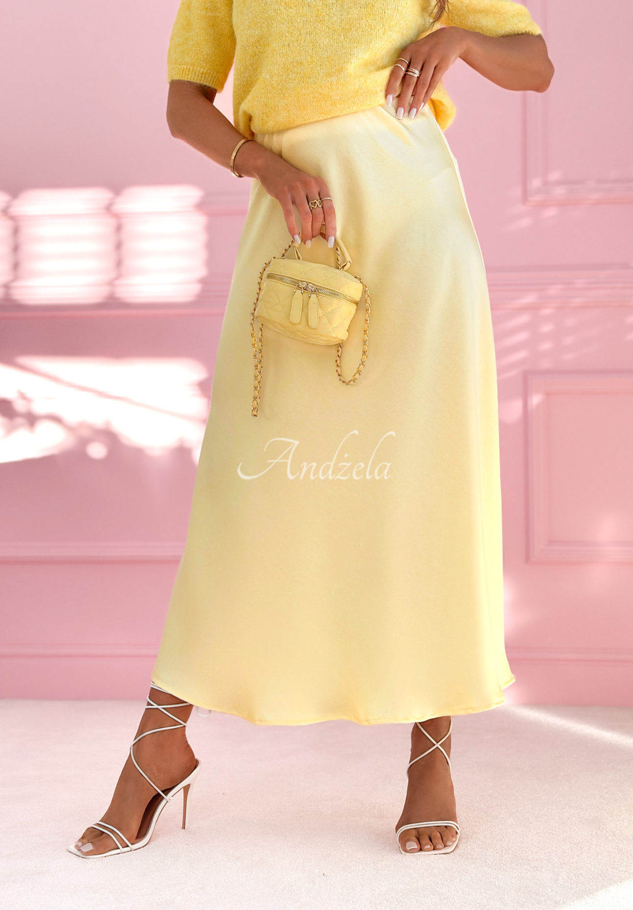 Sabina satin skirt, yellow