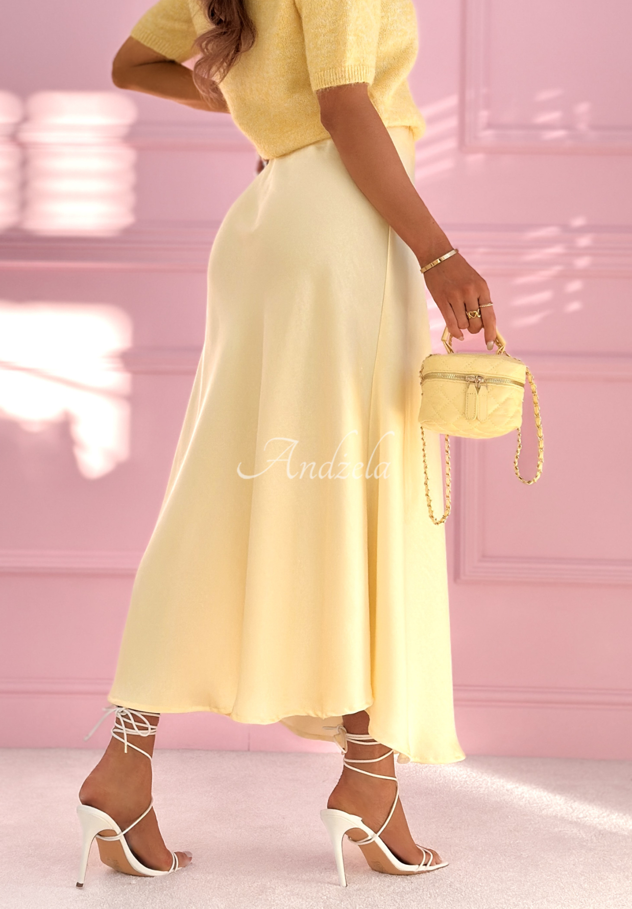 Sabina satin skirt, yellow