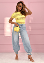 Koronkowa Bluse z krótkimi rękawami Secret Reverie Himmelblau