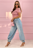 Koronkowa Bluse z krótkimi rękawami Secret Reverie Himmelblau