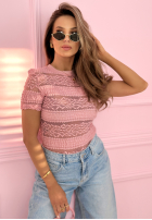 Koronkowa Bluse z krótkimi rękawami Secret Reverie Himmelblau