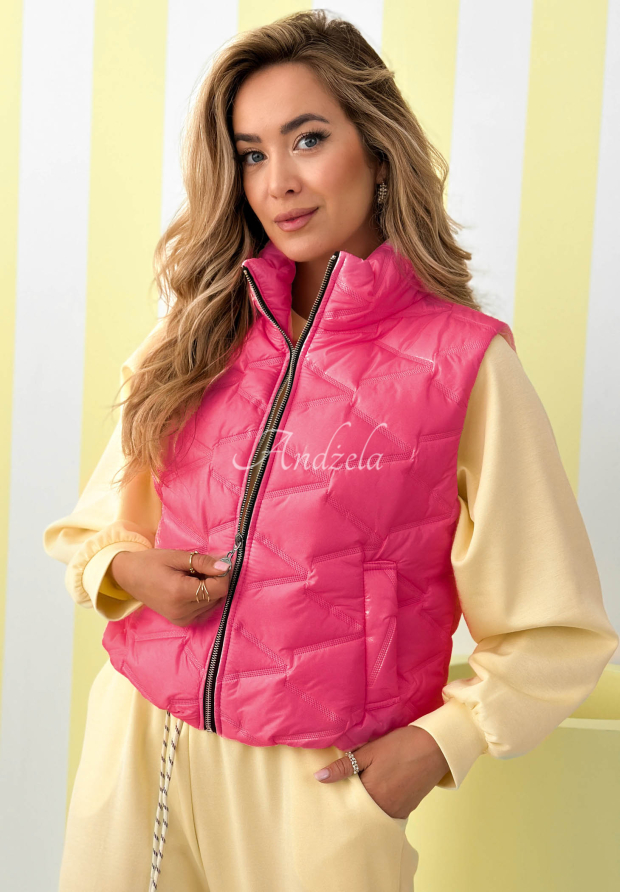 Kurze Steppweste Spring Cloud  Fuchsia