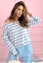 T-Shirt w paski Only Stripes biało-Himmelblau