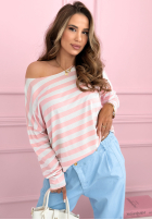 T-Shirt w paski Only Stripes biało-Rosa