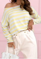 T-Shirt w paski Only Stripes biało-Gelb