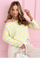 T-Shirt w paski Only Stripes biało-Gelb