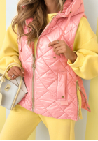 Pikowana kamizelka z kapturem Spring Touch biała