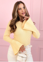 Prążkowana Bluse z szerokimi rękawami Sunny Primrose Gelb