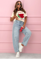 Pullover z naszywką na krótki rękaw Juicy Watermelon Ecru