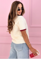 Sweter z naszywką na krótki rękaw Juicy Watermelon ecru