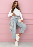 Bluse longsleeve z marszczeniami i kokardkami Cutie Bows Weiß