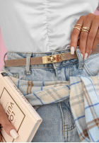 Cienki zamszowy Gürtel Delicate Accents Beige