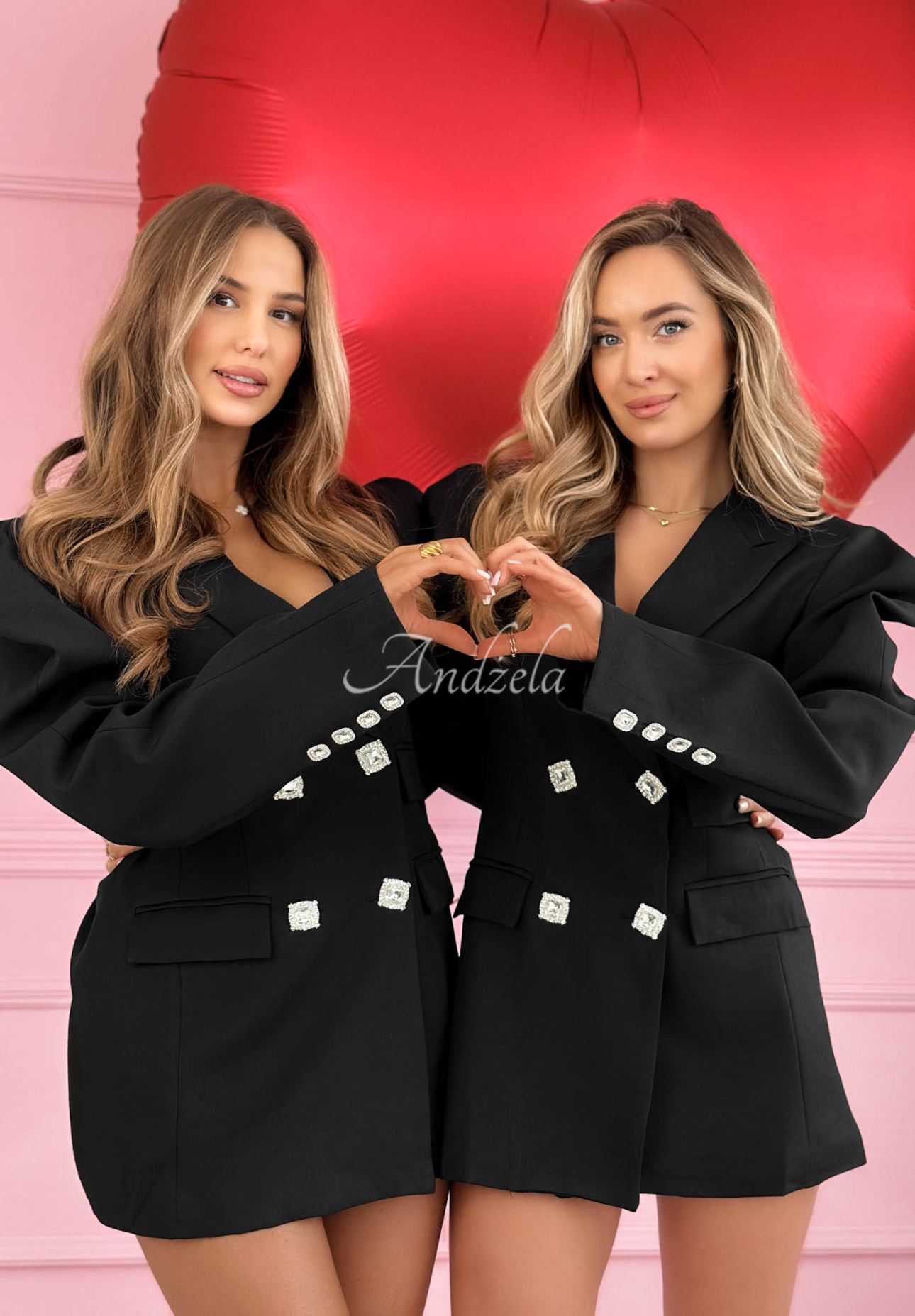 Blazer-Kleid mit Puffärmeln und Baumwolle Avenelle Schwarz