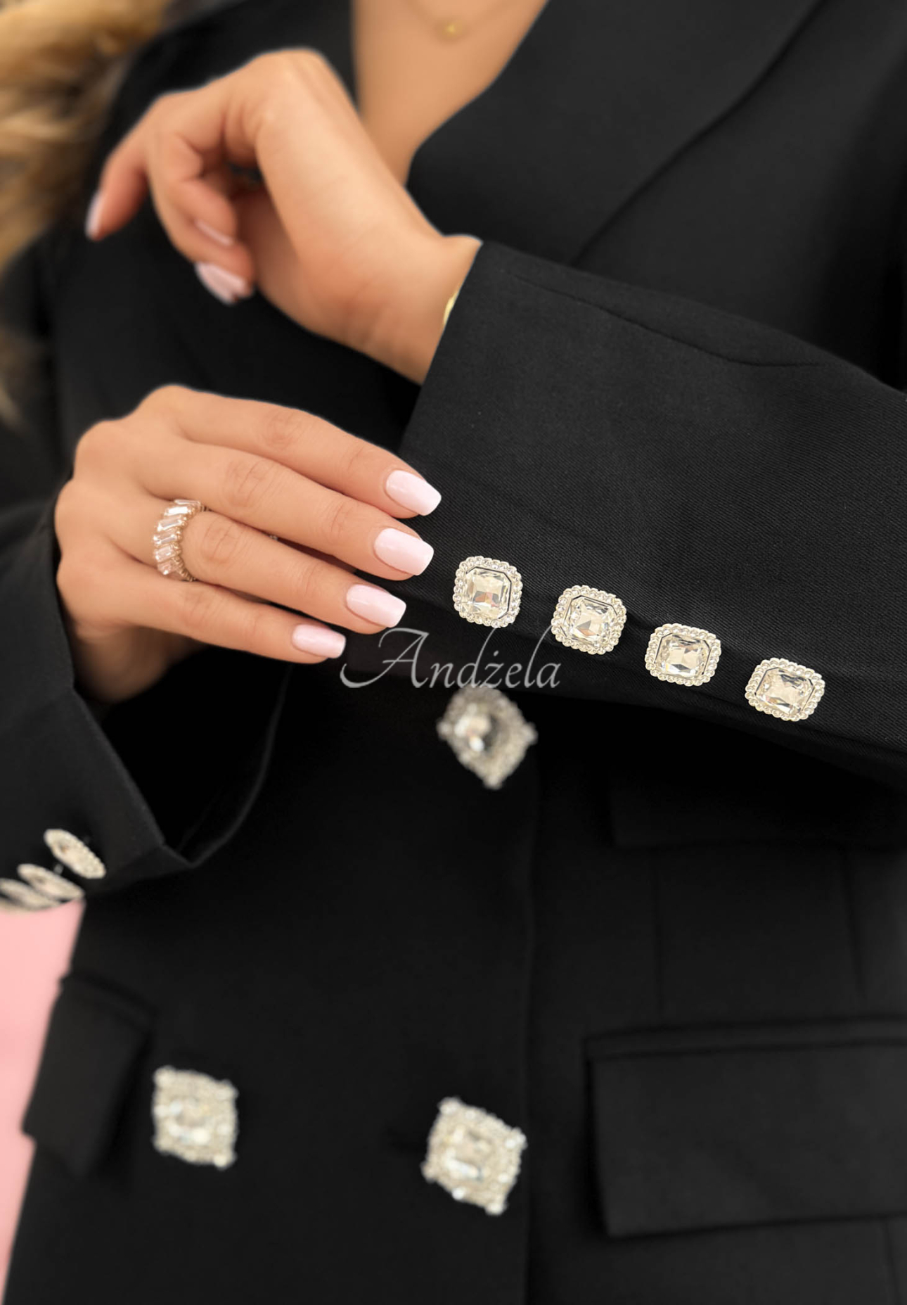 Blazer-Kleid mit Puffärmeln und Baumwolle Avenelle Schwarz